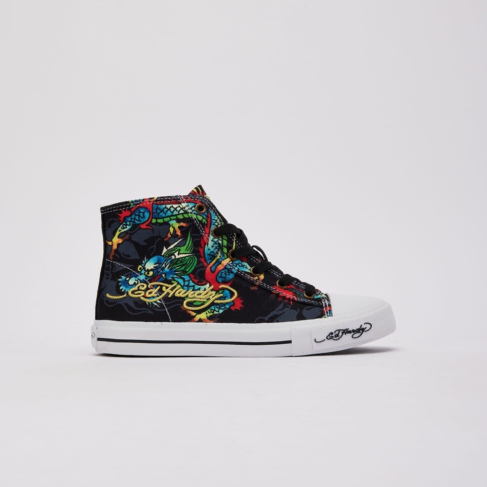 ED HARDY DRAGON TATTOO HIGH TOP KIDS GRADE SIZE 1 NEW